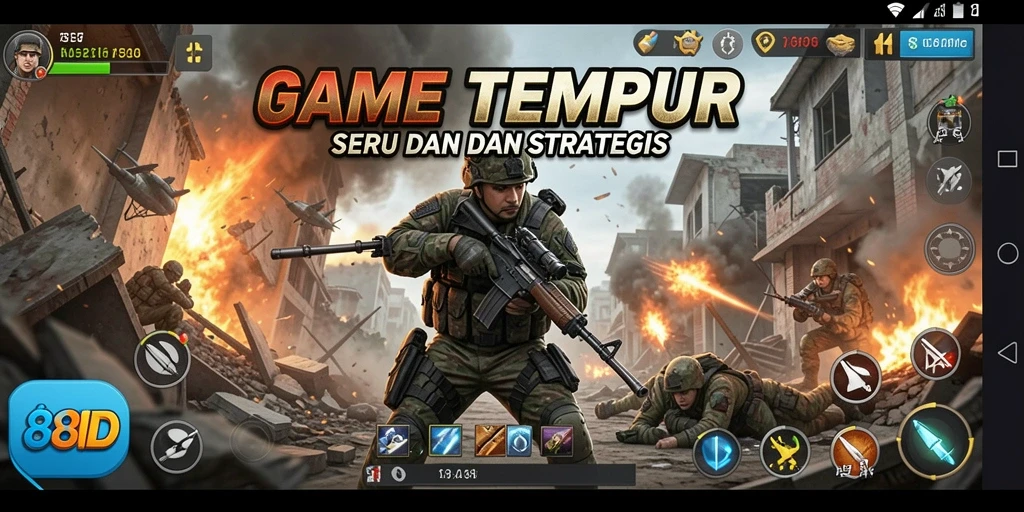 Screenshot gameplay seru 88ID dengan aksi pertempuran mendebarkan.