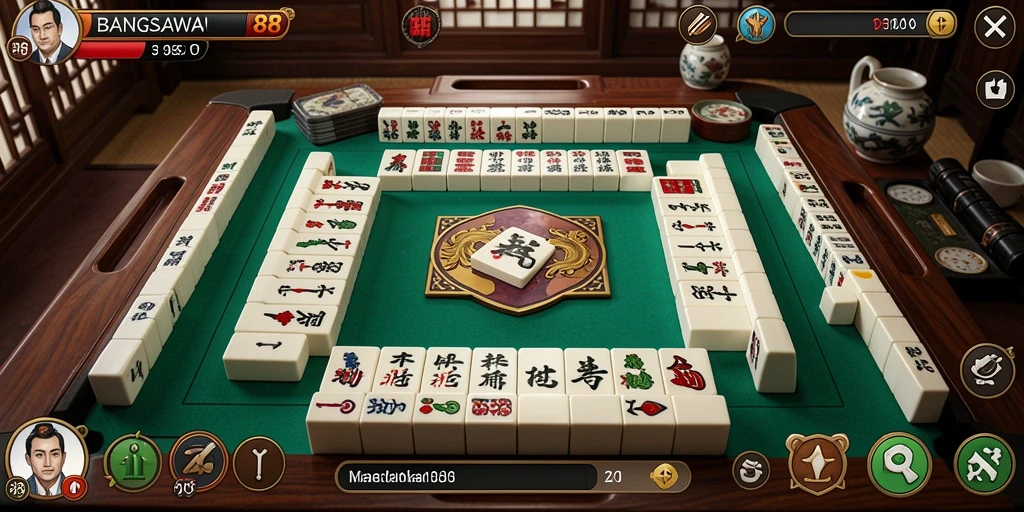 Tangkapan layar gameplay BANGSAWAN88 yang menampilkan momen mendebarkan dalam permainan Mahjong.