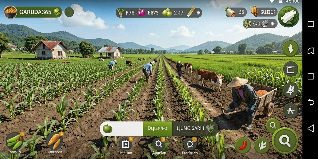 Tangkapan layar menampilkan gameplay pertanian yang menyenangkan dan interaktif.