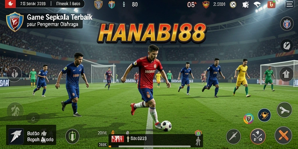Screenshot utama HANABI88 menampilkan aksi seru permainan sepak bola.