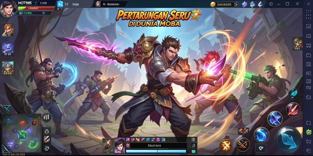 Gameplay seru dan intens di HOT985 saat pertempuran antar tim.