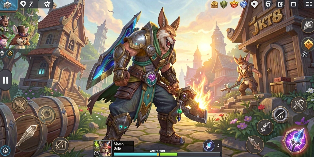 Gameplay seru di JKT8 dengan pertarungan dan eksplorasi dunia.
