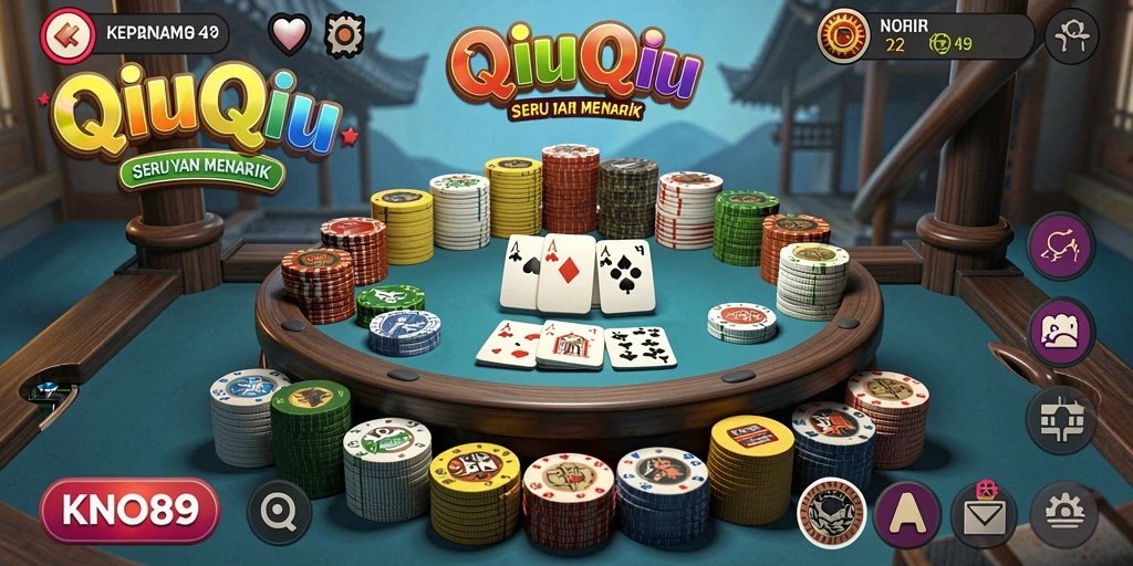 Screenshot gameplay KNO89 menampilkan aksi seru permainan QiuQiu.