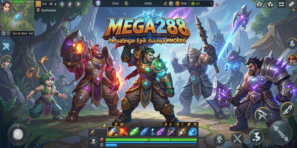 Tangkapan layar utama MEGA288 menampilkan aksi seru dalam permainan MMORPG.