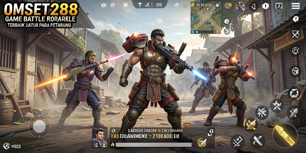 Tampilan gameplay seru di OMSET288 dalam pertarungan Battle Royale.
