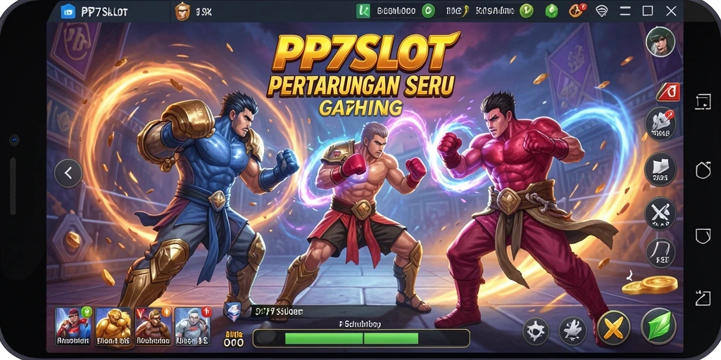 Tampilan screenshot menunjukkan pertarungan intens di arena PP7SLOT.