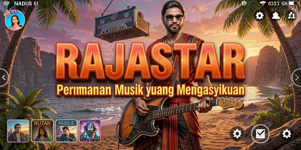 Screenshot dari gameplay <strong>RAJASTAR</strong> yang menunjukkan keseruan bermain musik.