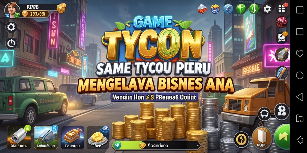 Screenshot utama RP8 menampilkan gameplay Tycoon yang seru.