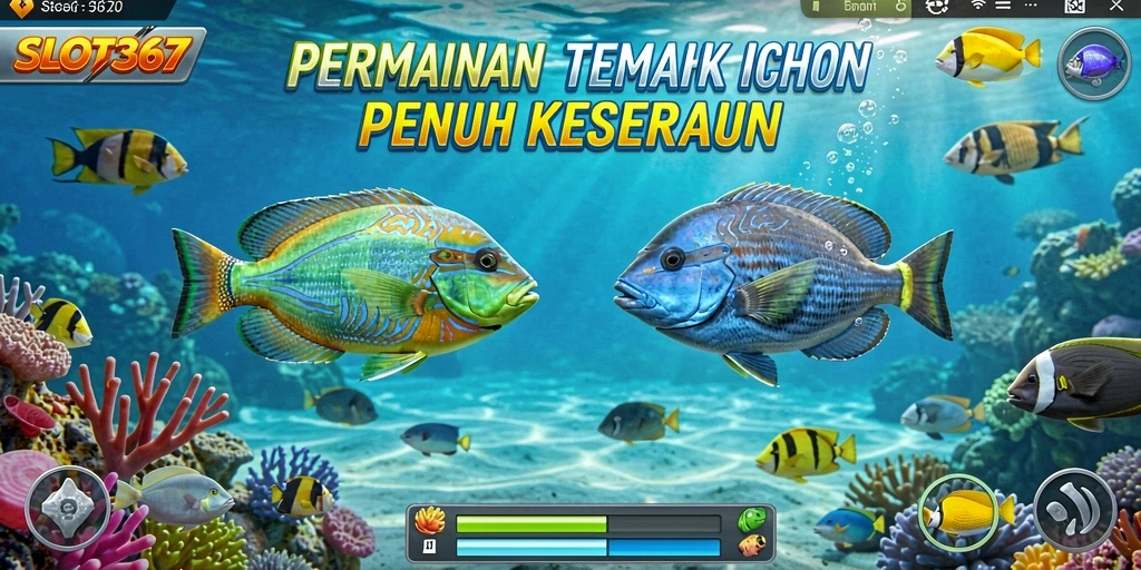 Tampilan gameplay SLOT367 dengan ikan yang beragam di lautan.