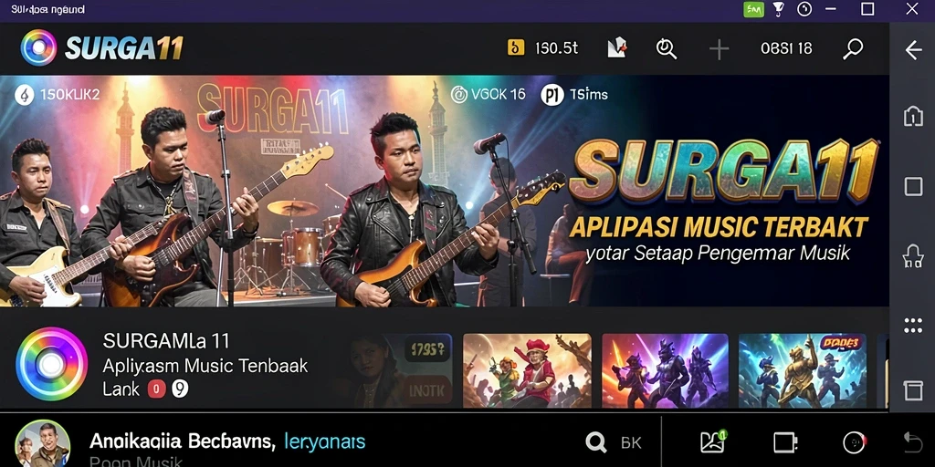 Tangkapan layar utama SURGA11 menampilkan gameplay musik yang menarik.