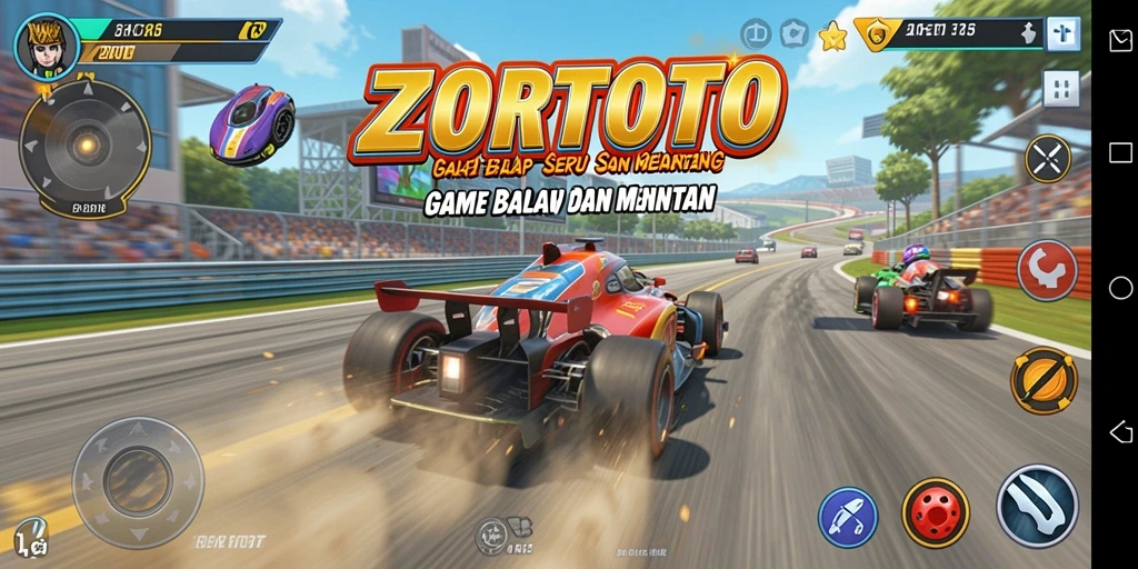 Tampilan screenshot yang menampilkan aksi balap seru di ZORTOTO.